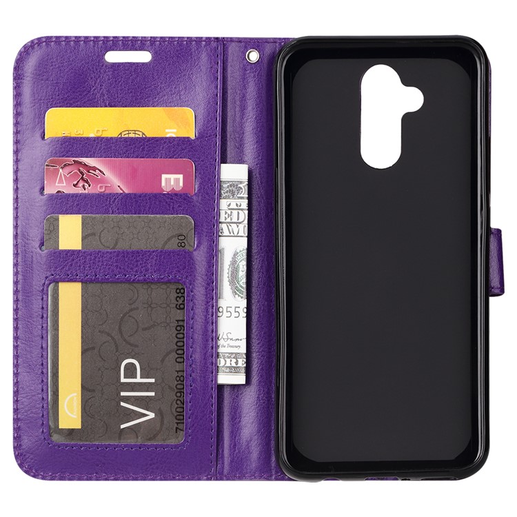 Crazy Horse Texture Wallet Stand Leather Mobile Cover for Huawei Mate 20 Lite - Purple-4