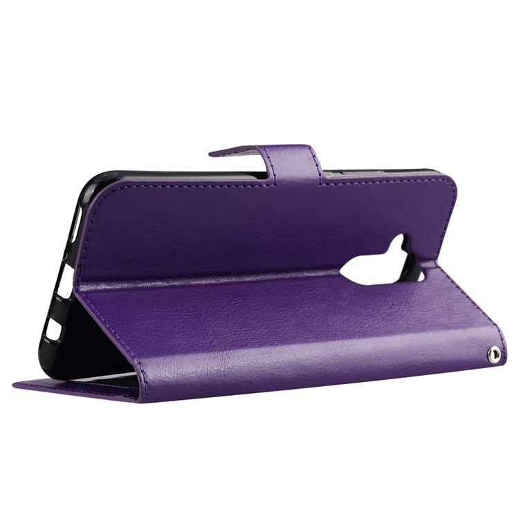 Crazy Horse Texture Wallet Stand Leather Mobile Cover for Huawei Mate 20 Lite - Purple-5