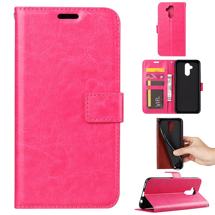 Crazy Horse Texture Wallet Stand Leather Mobile Phone Case for Huawei Mate 20 Lite - Rose-1