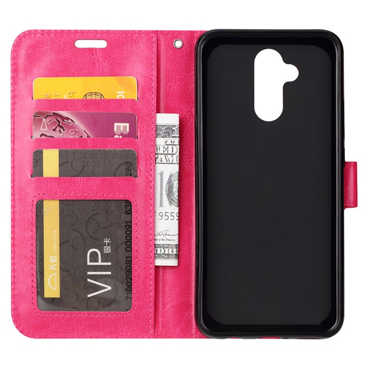 Crazy Horse Texture Wallet Stand Leather Mobile Phone Case for Huawei Mate 20 Lite - Rose-4