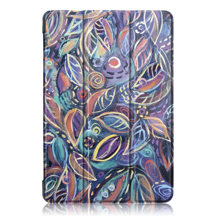 Pattern Printing Tri-fold Stand Leather Case for Huawei Mediapad C5 10 / M5 Lite 10 - Colorful Leaves-2
