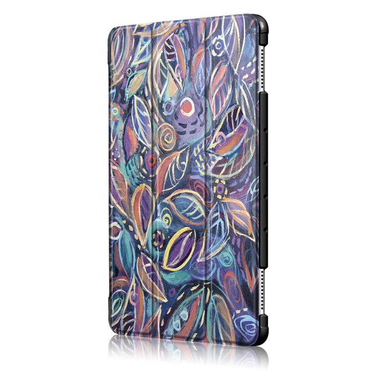 Pattern Printing Tri-fold Stand Leather Case for Huawei Mediapad C5 10 / M5 Lite 10 - Colorful Leaves-4