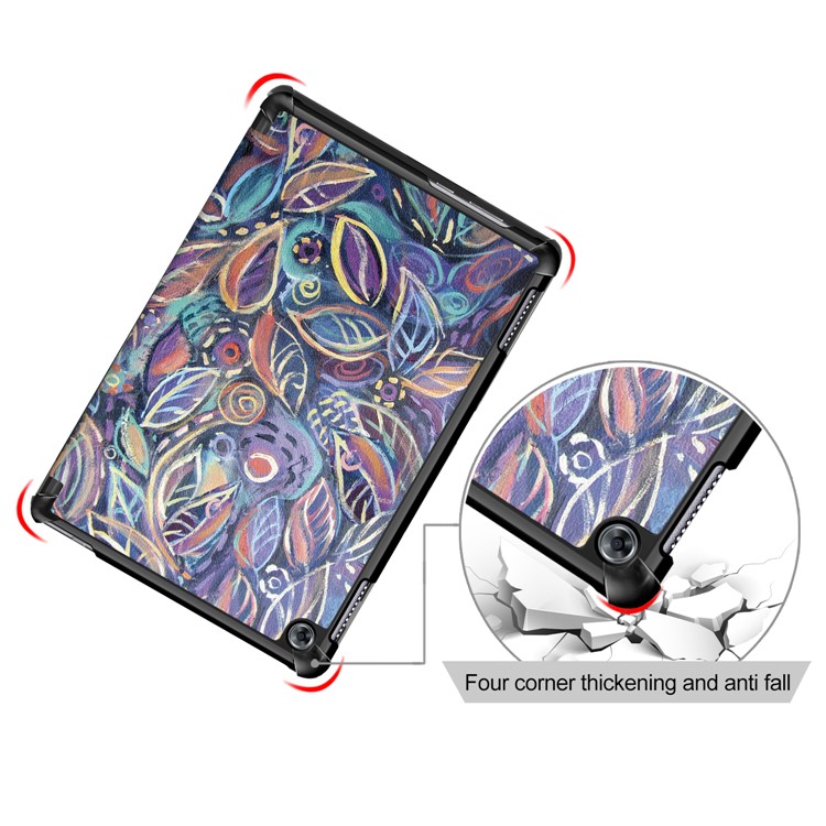 Pattern Printing Tri-fold Stand Leather Case for Huawei Mediapad C5 10 / M5 Lite 10 - Colorful Leaves-5