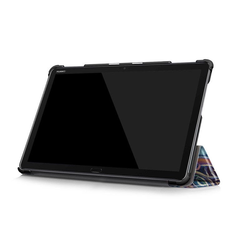 Pattern Printing Tri-fold Stand Leather Case for Huawei Mediapad C5 10 / M5 Lite 10 - Colorful Leaves-6