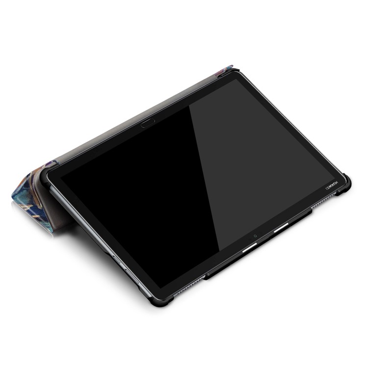 Pattern Printing Tri-fold Stand Leather Case for Huawei Mediapad C5 10 / M5 Lite 10 - Colorful Leaves-8