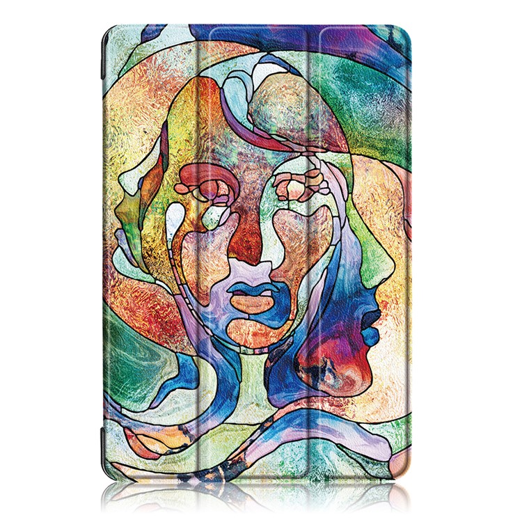 Pattern Printing Tri-fold Stand Leather Cover for Huawei Mediapad C5 10 / M5 Lite 10 - Abstract Face-2