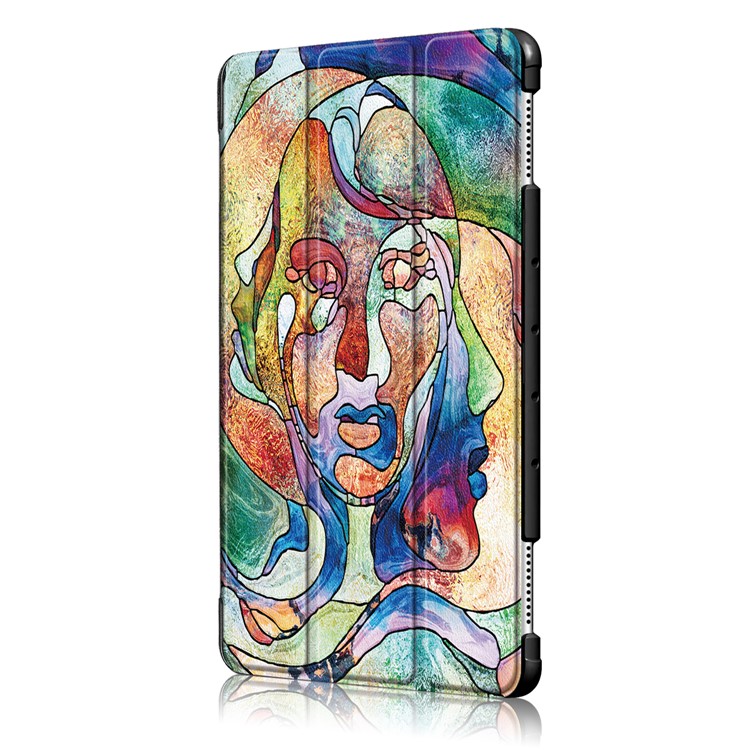 Pattern Printing Tri-fold Stand Leather Cover for Huawei Mediapad C5 10 / M5 Lite 10 - Abstract Face-4