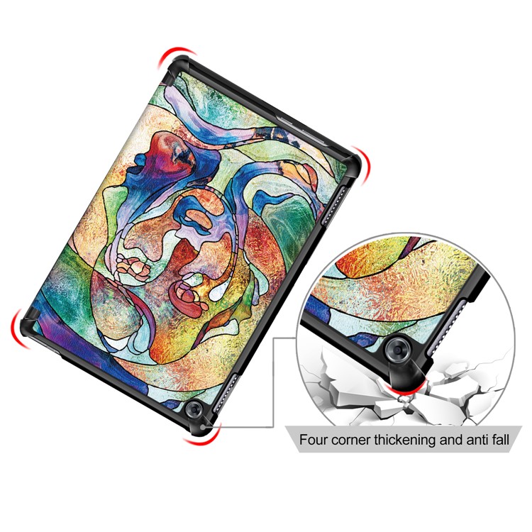 Pattern Printing Tri-fold Stand Leather Cover for Huawei Mediapad C5 10 / M5 Lite 10 - Abstract Face-5
