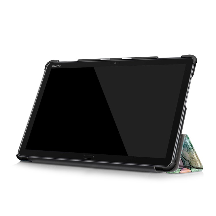 Pattern Printing Tri-fold Stand Leather Cover for Huawei Mediapad C5 10 / M5 Lite 10 - Abstract Face-6
