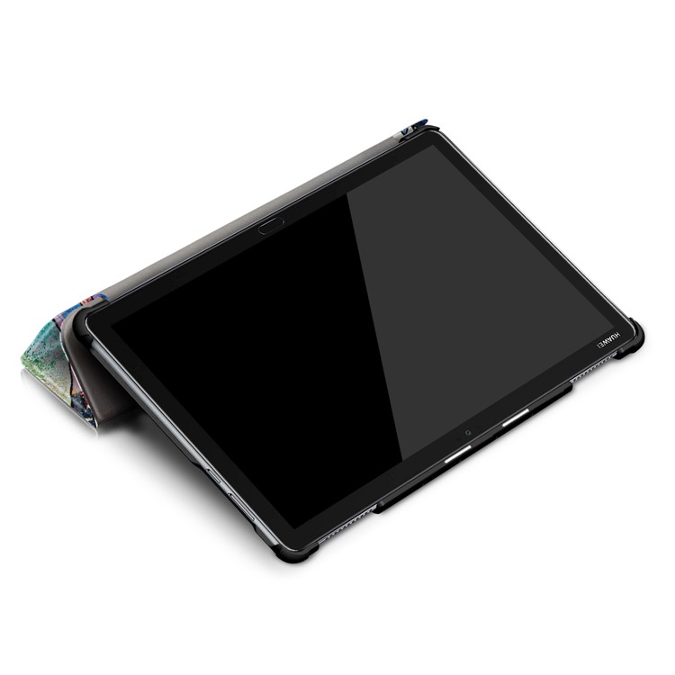 Pattern Printing Tri-fold Stand Leather Cover for Huawei Mediapad C5 10 / M5 Lite 10 - Abstract Face-8