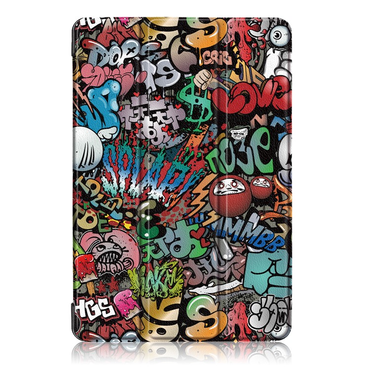 Pattern Printing Tri-fold Stand Leather Shell for Huawei Mediapad C5 10 / M5 Lite 10 - Cartoon Pattern-2