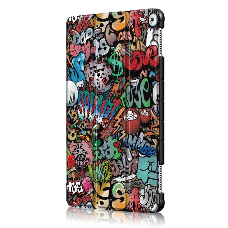 Pattern Printing Tri-fold Stand Leather Shell for Huawei Mediapad C5 10 / M5 Lite 10 - Cartoon Pattern-4