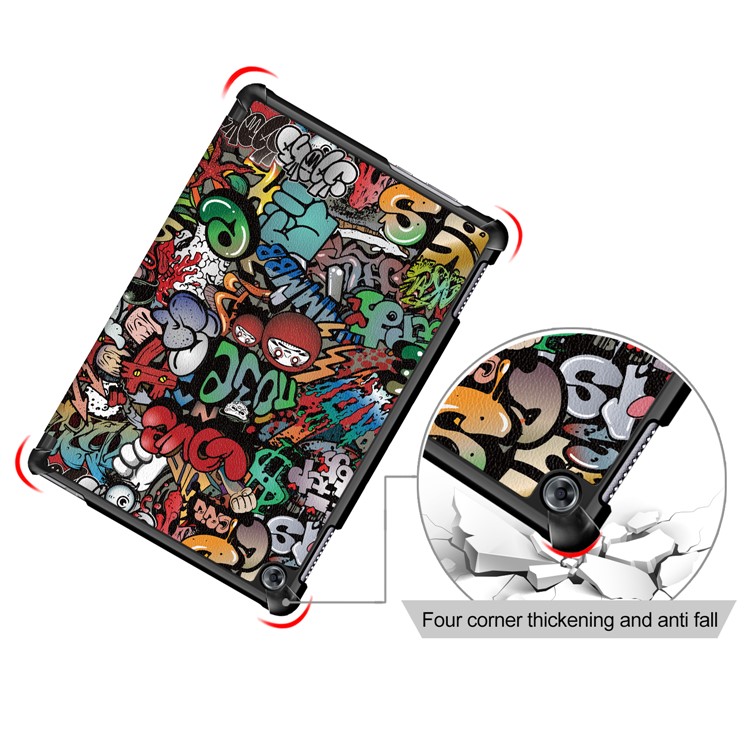Pattern Printing Tri-fold Stand Leather Shell for Huawei Mediapad C5 10 / M5 Lite 10 - Cartoon Pattern-5