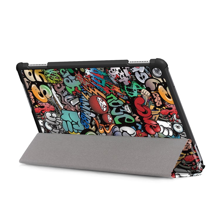 Pattern Printing Tri-fold Stand Leather Shell for Huawei Mediapad C5 10 / M5 Lite 10 - Cartoon Pattern-7