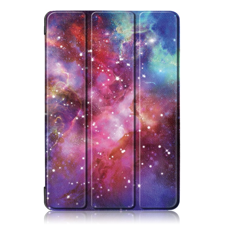 Stampa Del Modello Copertura Del Guscio Di Cuoio Del Basamento Tri-fold Per Huawei Mediapad C5 10 / M5 Lite 10 - Cielo Stellato-2