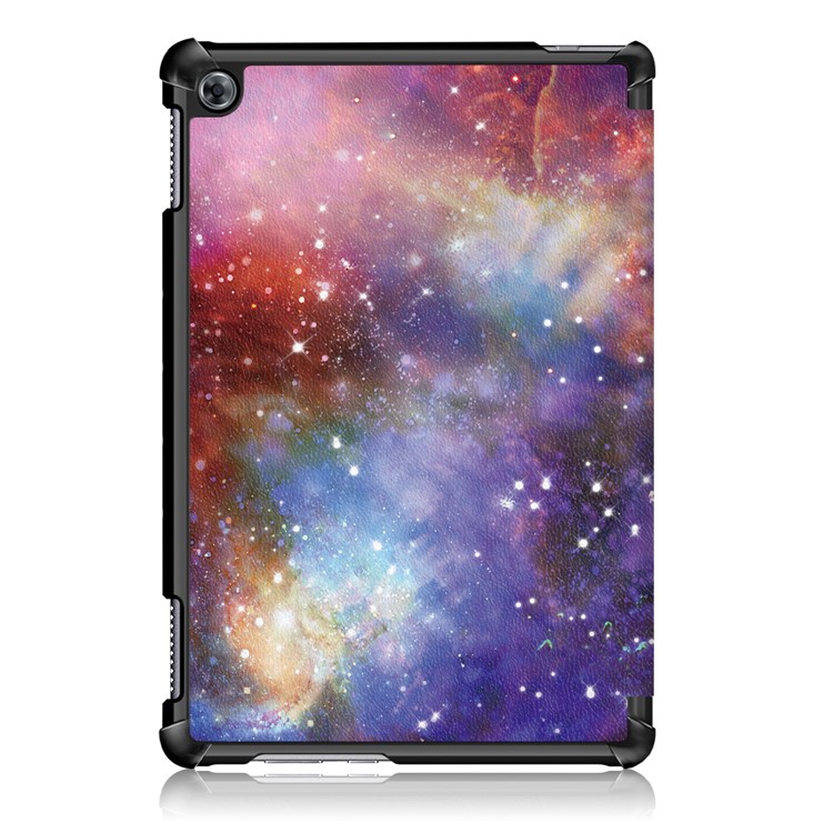 Stampa Del Modello Copertura Del Guscio Di Cuoio Del Basamento Tri-fold Per Huawei Mediapad C5 10 / M5 Lite 10 - Cielo Stellato-3