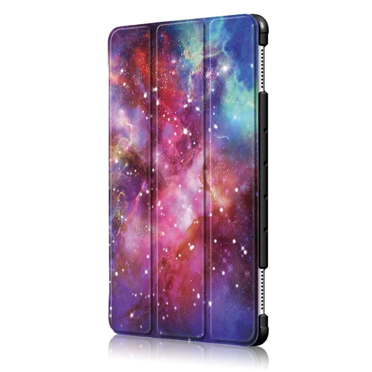Stampa Del Modello Copertura Del Guscio Di Cuoio Del Basamento Tri-fold Per Huawei Mediapad C5 10 / M5 Lite 10 - Cielo Stellato-4