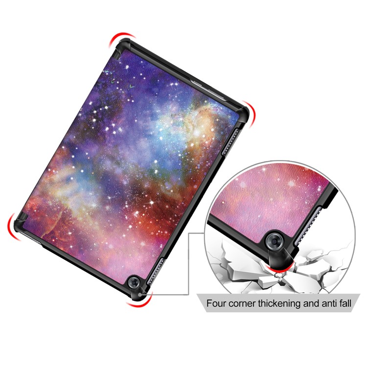 Stampa Del Modello Copertura Del Guscio Di Cuoio Del Basamento Tri-fold Per Huawei Mediapad C5 10 / M5 Lite 10 - Cielo Stellato-5