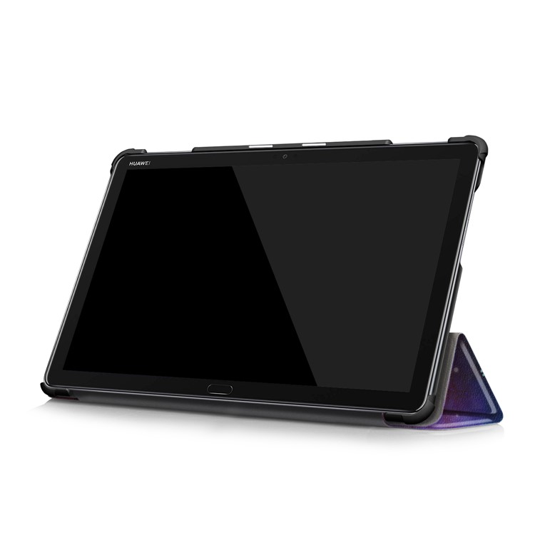 Stampa Del Modello Copertura Del Guscio Di Cuoio Del Basamento Tri-fold Per Huawei Mediapad C5 10 / M5 Lite 10 - Cielo Stellato-6