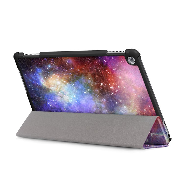 Stampa Del Modello Copertura Del Guscio Di Cuoio Del Basamento Tri-fold Per Huawei Mediapad C5 10 / M5 Lite 10 - Cielo Stellato-7