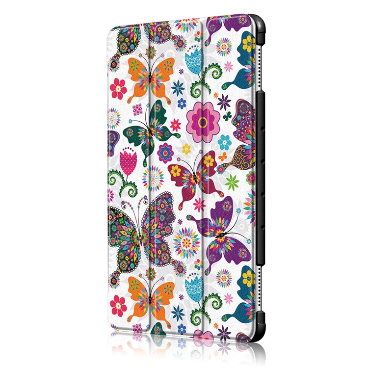 Pattern Printing Tri-fold Stand Leather Casing Cover for Huawei Mediapad C5 10 / M5 Lite 10 - Butterfly and Flower-4