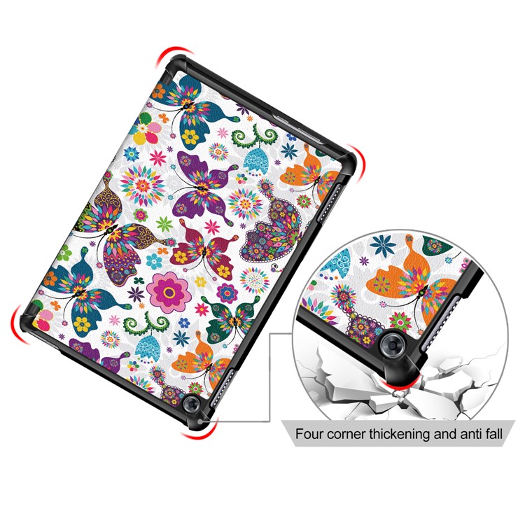 Pattern Printing Tri-fold Stand Leather Casing Cover for Huawei Mediapad C5 10 / M5 Lite 10 - Butterfly and Flower-5