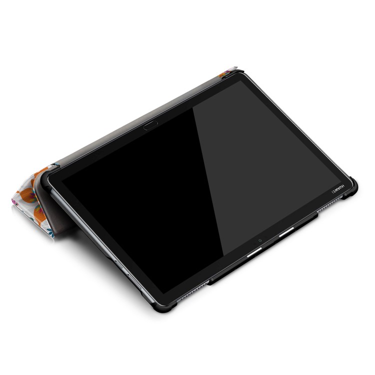 Pattern Printing Tri-fold Stand Leather Casing Cover for Huawei Mediapad C5 10 / M5 Lite 10 - Butterfly and Flower-8