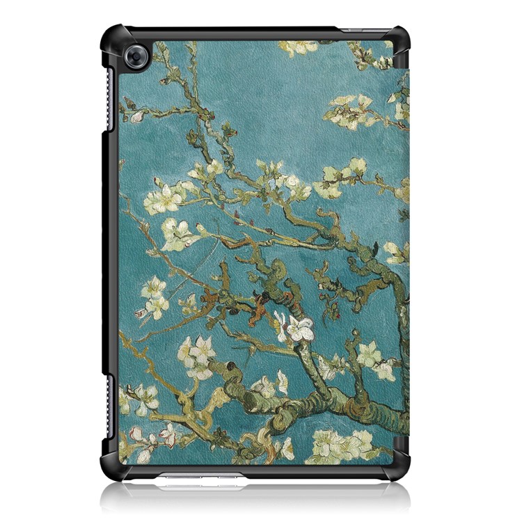 Pattern Printing Tri-fold Stand Leather Protective Cover for Huawei Mediapad C5 10 / M5 Lite 10 - Peach Blossom-3