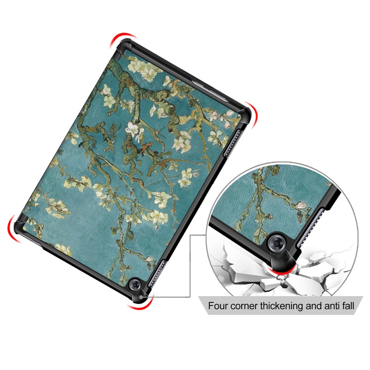 Pattern Printing Tri-fold Stand Leather Protective Cover for Huawei Mediapad C5 10 / M5 Lite 10 - Peach Blossom-5
