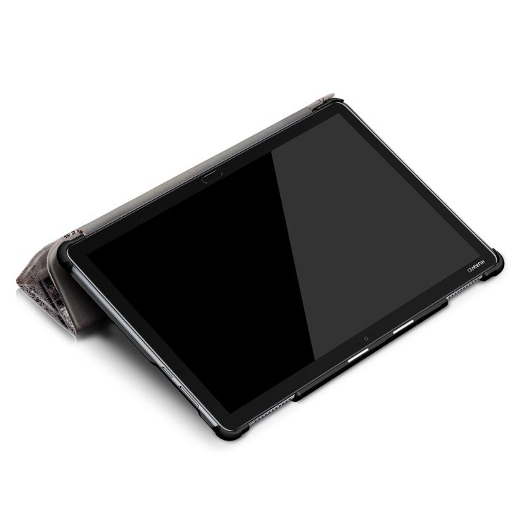 Pattern Printing Tri-fold Stand Leather Tablet Cover for Huawei Mediapad C5 10 / M5 Lite 10 - Eiffel Tower and Map-8