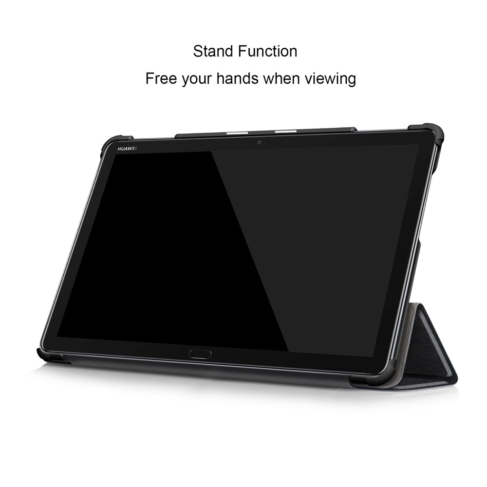 Tri-fold Stand Auto-wake/sleep Smart Leather Case for Huawei Mediapad M5 Lite 10 - Black-6