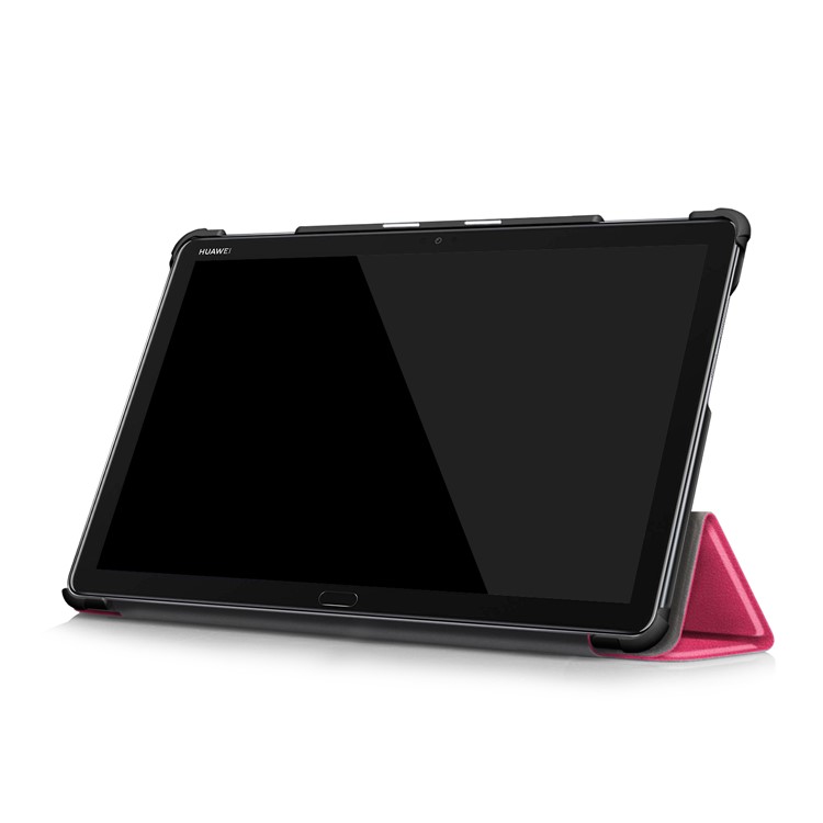 Tri-fold Stand Auto-wake/sleep Smart Leather Protection Case for Huawei Mediapad M5 Lite 10 - Rose-6