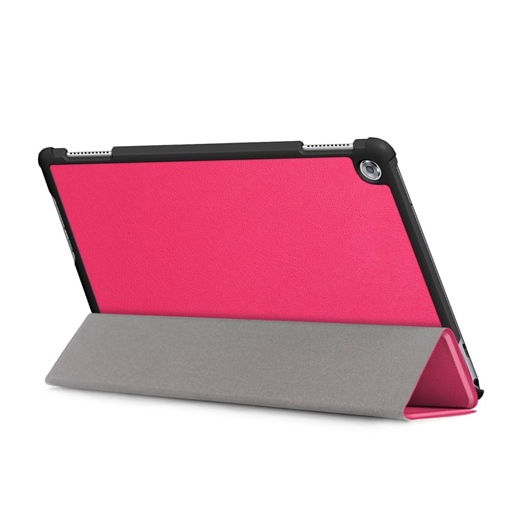 Tri-fold Stand Auto-wake/sleep Smart Leather Protection Case for Huawei Mediapad M5 Lite 10 - Rose-7