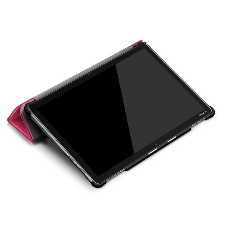 Tri-fold Stand Auto-wake/sleep Smart Leather Protection Case for Huawei Mediapad M5 Lite 10 - Rose-8