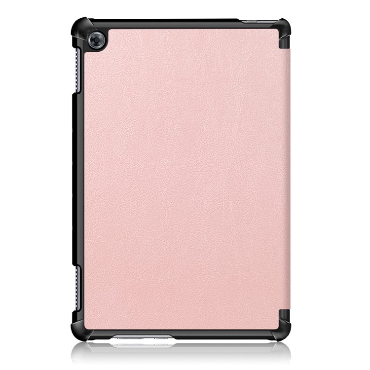 Tri-fold Stand Auto-wake/sleep Smart Leather Case Protector for Huawei Mediapad M5 Lite 10 - Rose Gold-3