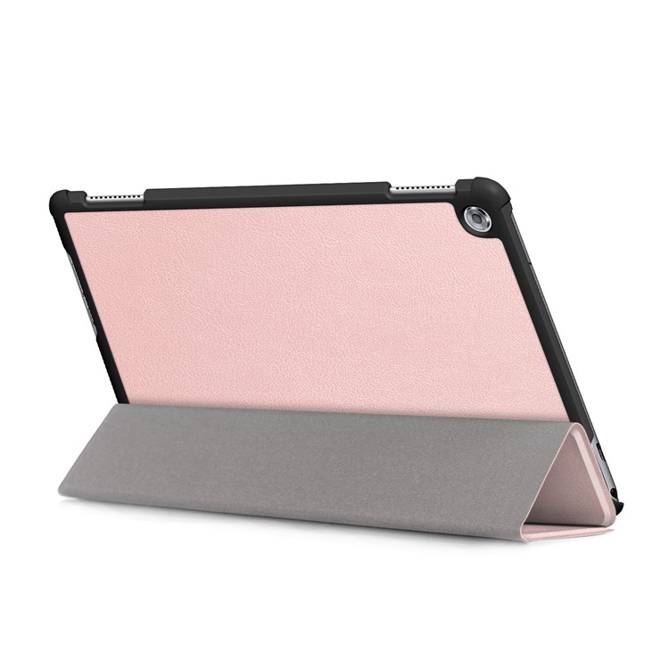 Tri-fold Stand Auto-wake/sleep Smart Leather Case Protector for Huawei Mediapad M5 Lite 10 - Rose Gold-7