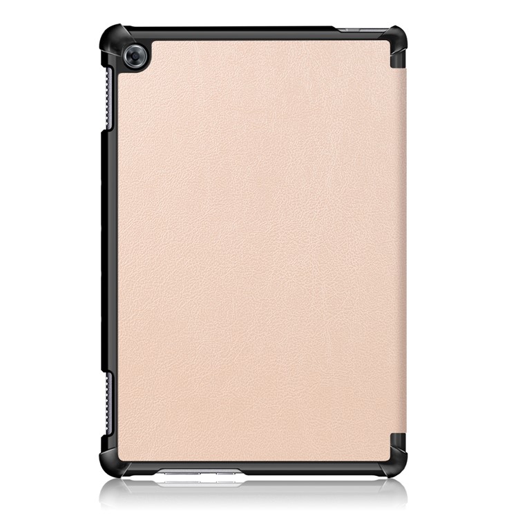 Auto-wake/sleep Smart Leather Tri-fold Stand Cover for Huawei Mediapad M5 Lite 10 - Gold-3