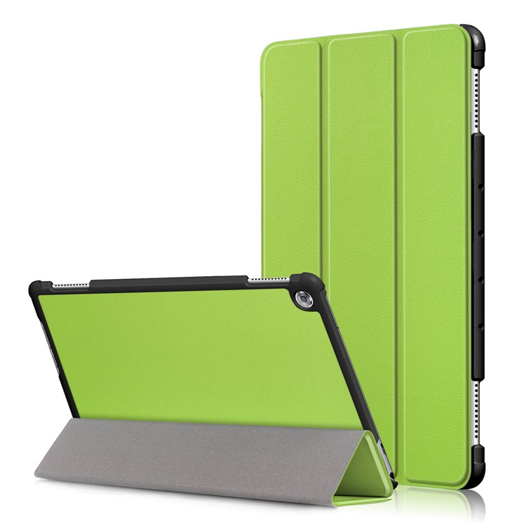 Tri-fold Stand Auto-wake/sleep Smart Leather Casing for Huawei Mediapad M5 Lite 10 - Green-1