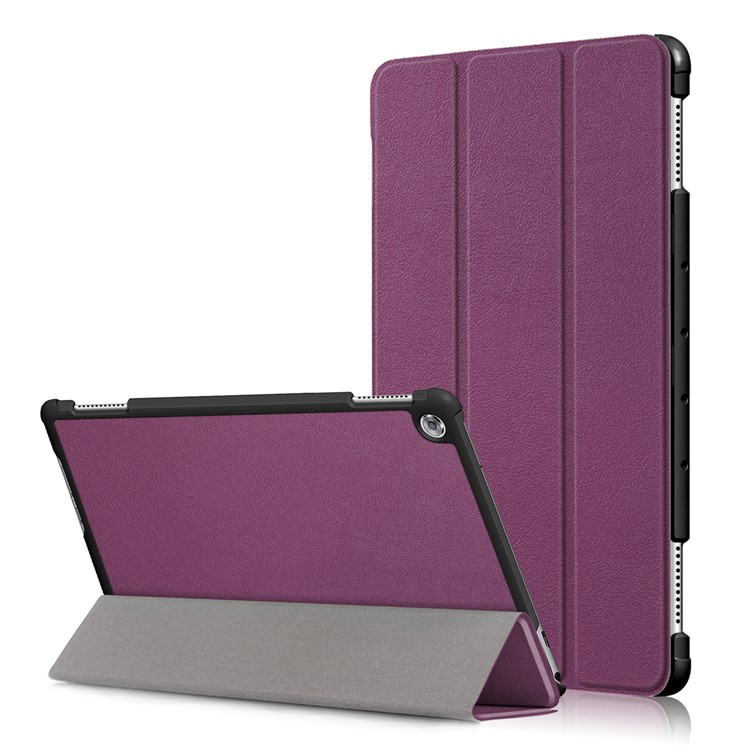 Smart Leather Tri-fold Stand Auto-wake/sleep Tablet Case for Huawei Mediapad M5 Lite 10 - Purple-1