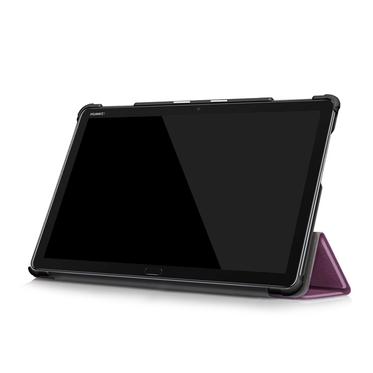 Smart Leather Tri-fold Stand Auto-wake/sleep Tablet Case for Huawei Mediapad M5 Lite 10 - Purple-6