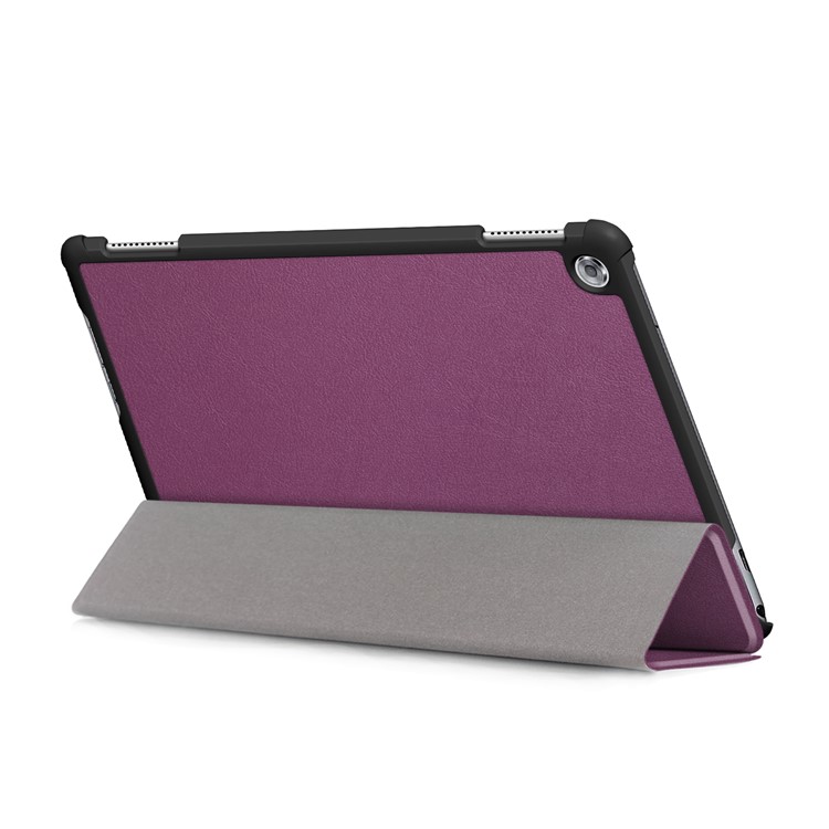 Smart Leather Tri-fold Stand Auto-wake/sleep Tablet Case for Huawei Mediapad M5 Lite 10 - Purple-7