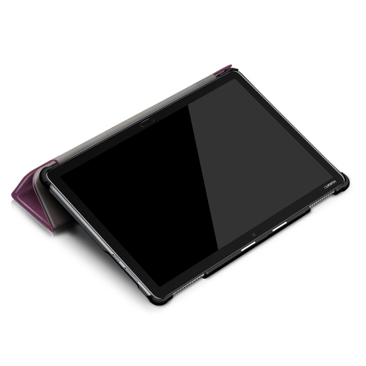 Smart Leather Tri-fold Stand Auto-wake/sleep Tablet Case for Huawei Mediapad M5 Lite 10 - Purple-8