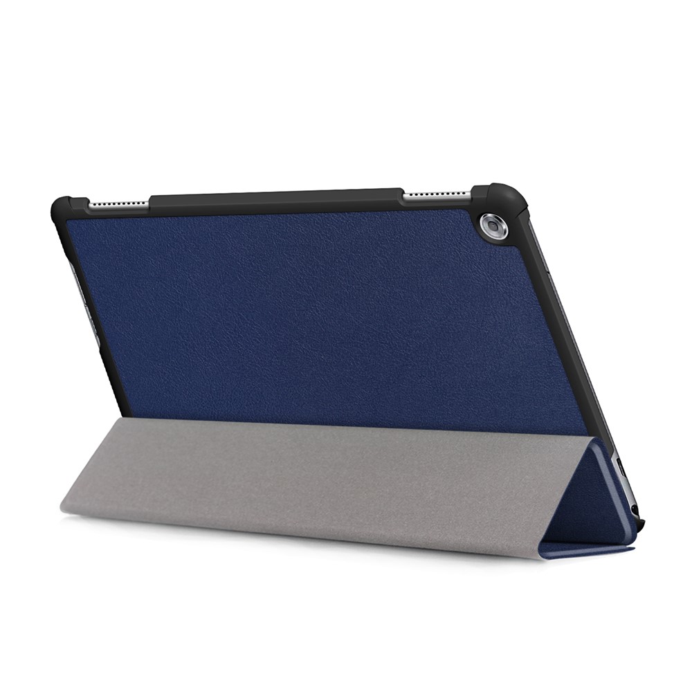 Auto-wake/sleep Smart Leather Protection Cover Shell with Tri-fold Stand for Huawei Mediapad M5 Lite 10 - Dark Blue-7