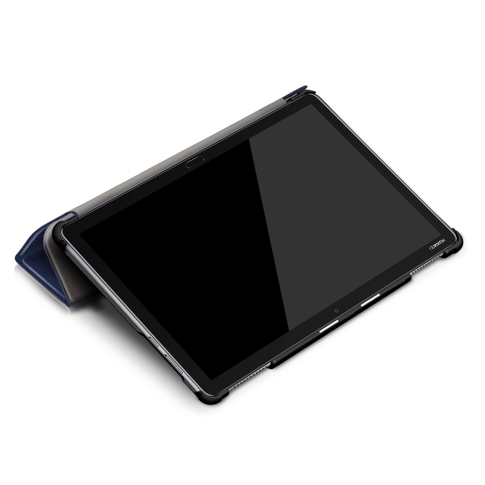 Auto-wake/sleep Smart Leather Protection Cover Shell with Tri-fold Stand for Huawei Mediapad M5 Lite 10 - Dark Blue-8