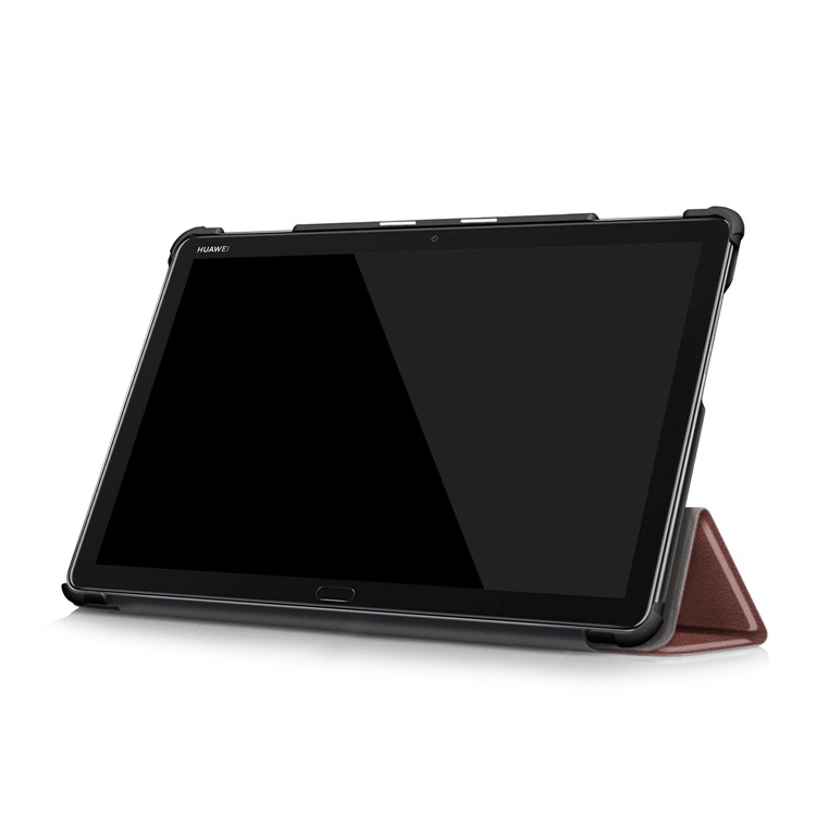 Tri-fold Stand Auto-wake/sleep Smart Leather Protective Shell for Huawei Mediapad M5 Lite 10 - Brown-6