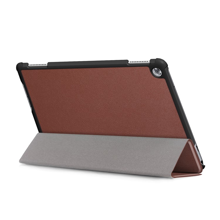 Tri-fold Stand Auto-wake/sleep Smart Leather Protective Shell for Huawei Mediapad M5 Lite 10 - Brown-7