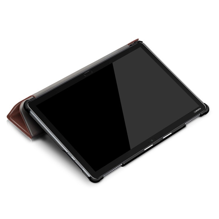 Tri-fold Stand Auto-wake/sleep Smart Leather Protective Shell for Huawei Mediapad M5 Lite 10 - Brown-8