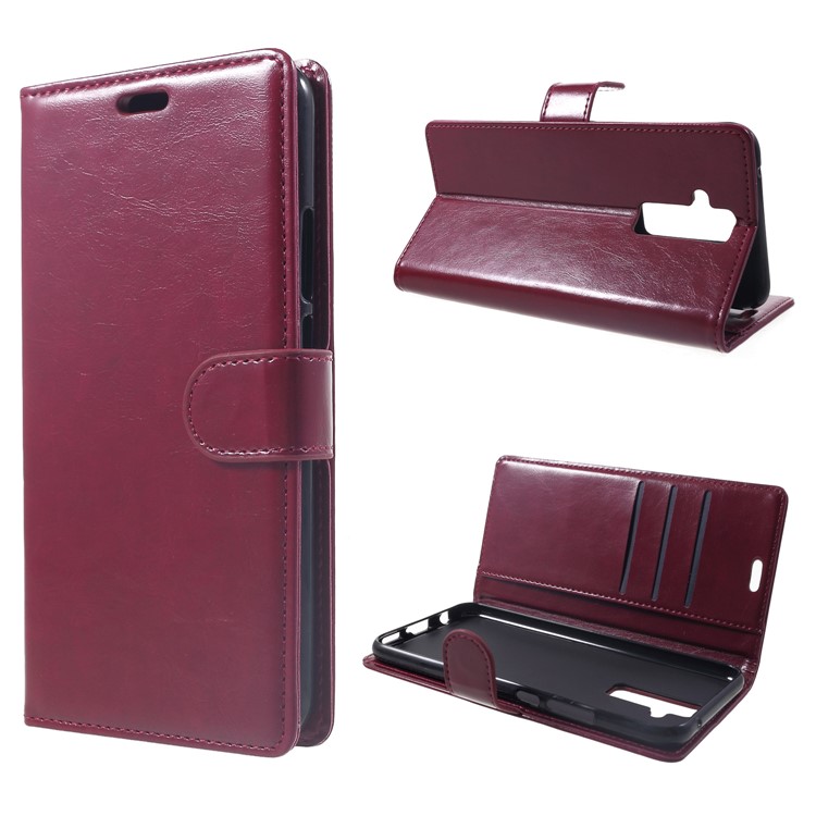 Crazy Horse Magnetic Stand Wallet Leather Mobile Phone Case for Huawei Mate 20 Lite - Wine Red-1