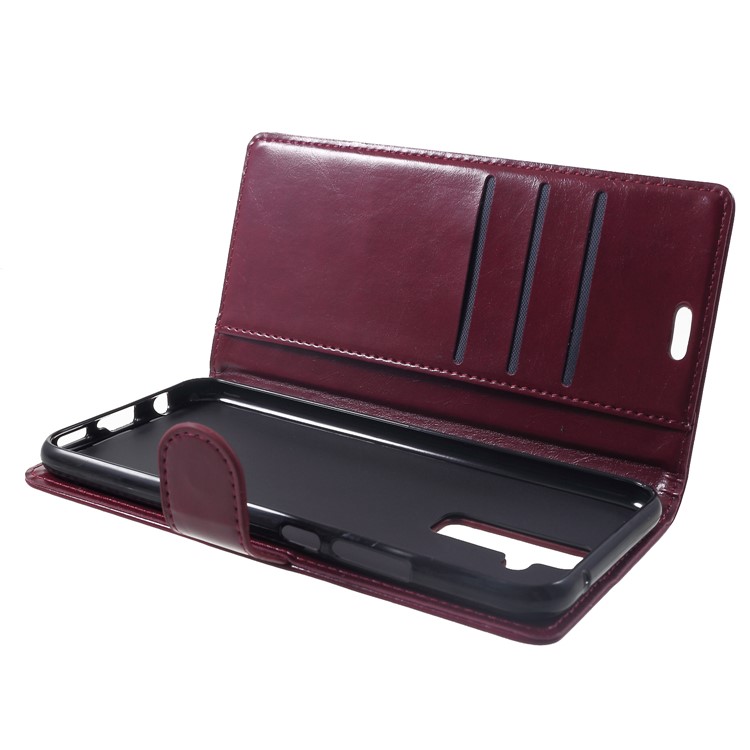 Crazy Horse Magnetic Stand Wallet Leather Mobile Phone Case for Huawei Mate 20 Lite - Wine Red-5