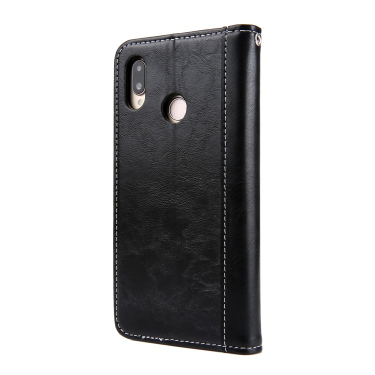Stitching PU Leather Flip Case with Wallet and Stand for Huawei P20 Lite / Nova 3e - Black-2